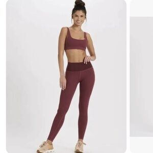 Vuori Luxe Rib Studio Legging Set in Desert Rose
